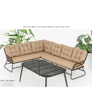 Capri Samba Köşe Koltuk+Sehpa 851 Kahve (200cmX260cm)