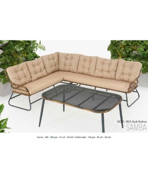 Capri Samba Köşe Koltuk+Sehpa 853 Açık Kahve (200cmX260cm)