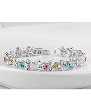 Monemel Renkli Swarovski® Taşlı Su Yolu Bileklik (Altın Kaplama)