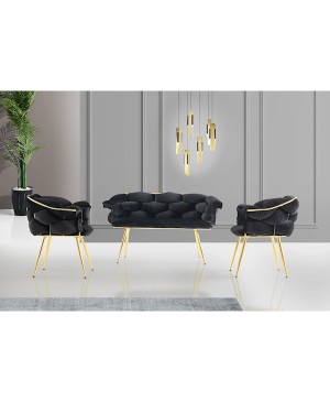Nc Balon Çay Seti Bc-2111 (2+1+1 Kmş: Siyah / Gold )