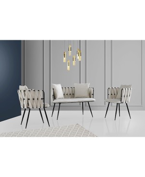 Nc Çınar Çay Seti Cc-2254 (2+1+1 Kmş: Bej / Siyah )