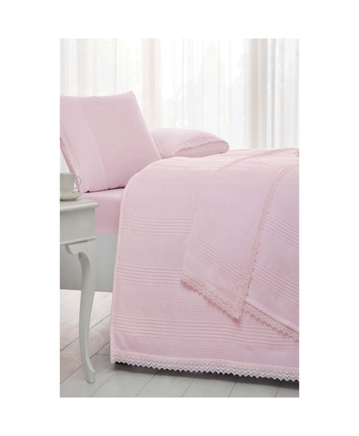 Taç 71226795/1500005227 Dekoratif Örtü Seti Pembe Çift Kişilik