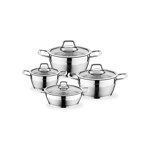 Schafer Vals Çelik Tencere Seti 8 Parça Inox Schafer Vals Çelik Tencere Seti 8 Parça Inox