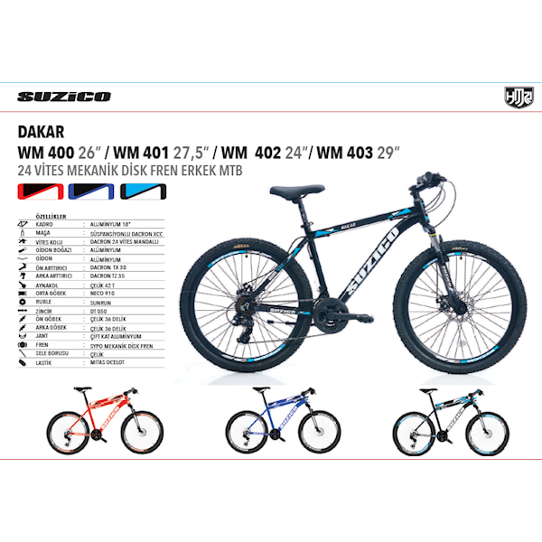 Suzico Dakar 26 Jant Alüminyum Kadro 24 Vites Suzico Dakar 26 Jant Alüminyum Kadro 24 Vites
