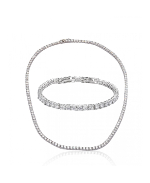 Swarovski Gümüş Suyolu Kolye ve Bileklik Set-(2.5mm Altın Kaplama)