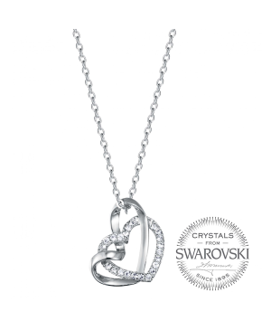 Swarovski Taşlı Çift Kalp Kolye (Altın Kaplama)