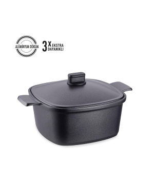 Korkmaz A2583 Casterra Kare Döküm Tencere 28x28x12,5