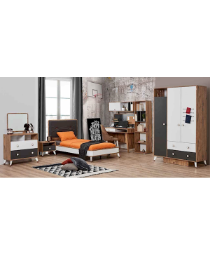 Smart 3 Kapaklı Genç Odası Takımı / 3 Kap. Dolap - Başlıklı Karyola - Ç.Masası Alt