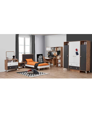 Smart 4 Kapaklı Genç Odası Takımı / 4  Kap. Dolap - Başlıklı Karyola - Ç.Masası Alt