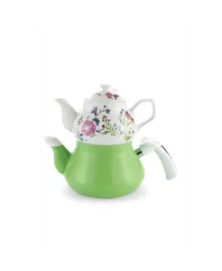 Schafer Tee Garden Emaye Çaydanlık Takımı 4 Parça Yeşil - FIRSAT ÜRÜNÜ