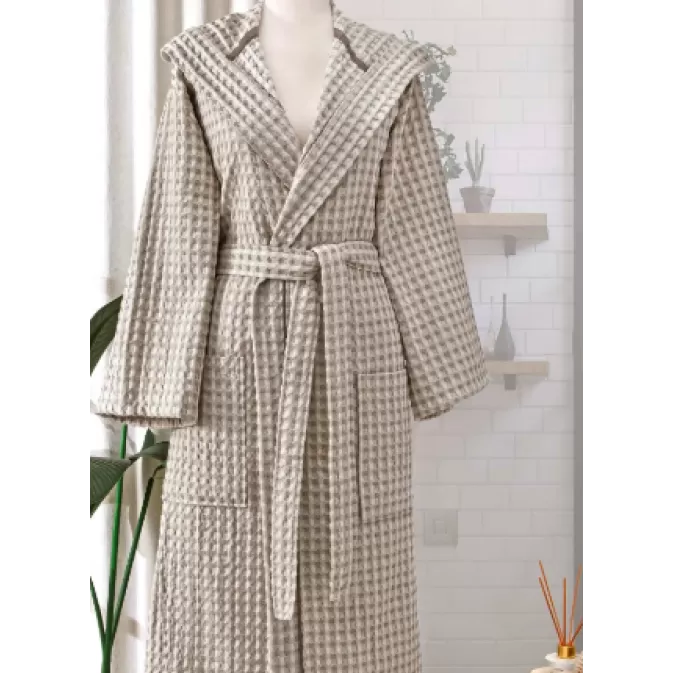 Taç 1500215666  Casual Waffle Pamuk Bornoz Taş L/xl