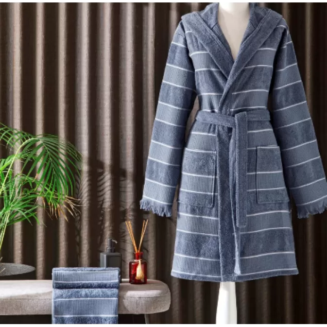 Taç 1500215670  Casual Pamuk Bornoz Set Mavi L/xl