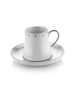 Schafer Ottoman Kahve Fincan Takımı-6 Lı 12 Parça-gümüş