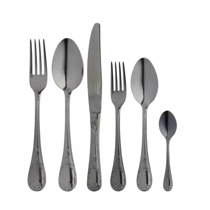 CULINACHEF Hepburn 36 Parça Çatal Kaşık Bıçak Takımı Full Titanyum Siyah