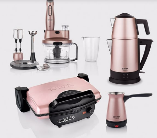 Schafer Elektro Mega Ev Aletleri 4lü Set Rosegold/Gul01 Schafer Elektro Mega Ev Aletleri 4lü Set Rosegold/Gul01