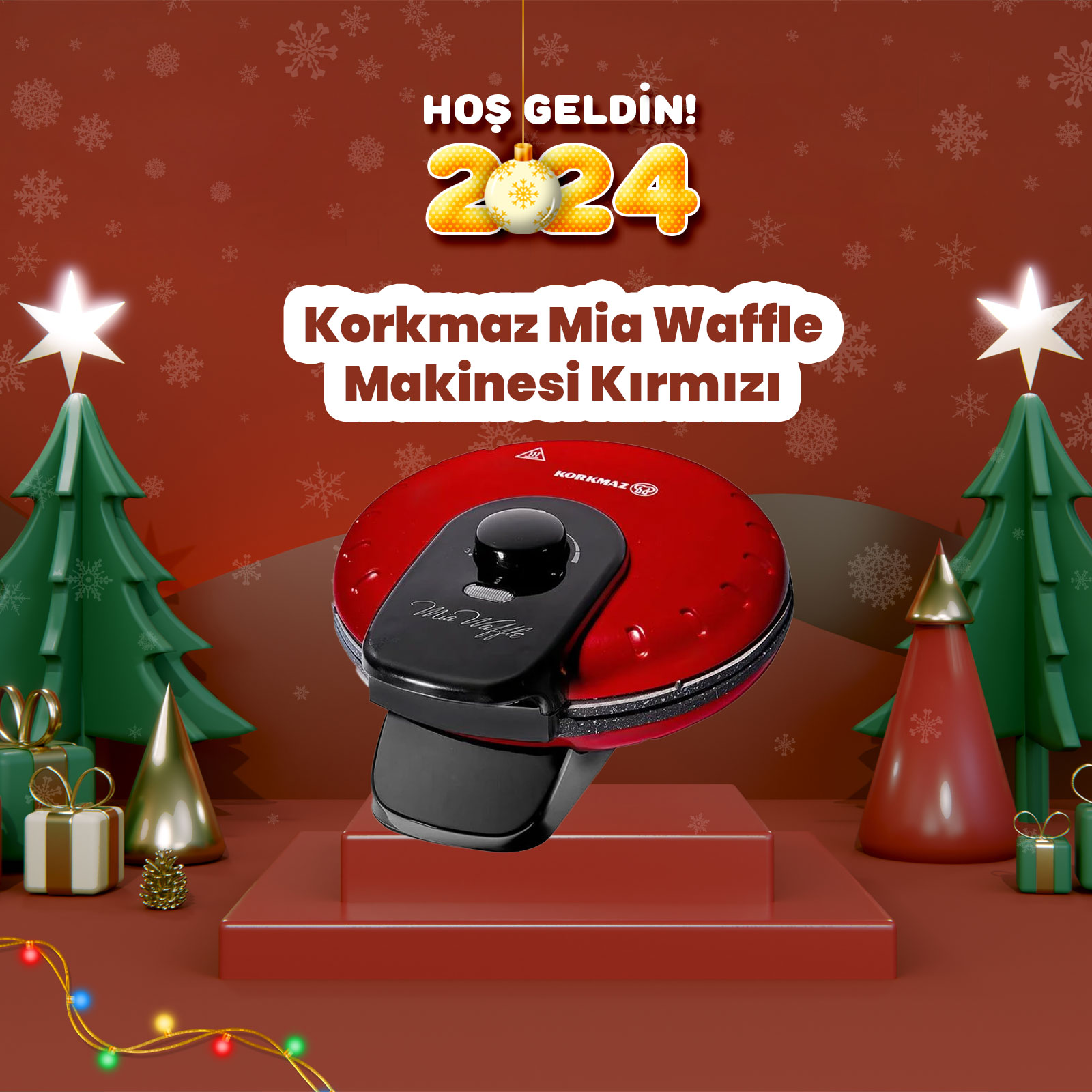 Korkmaz A319-04 Mia Waffle Makinesi Kırmızı Görseli