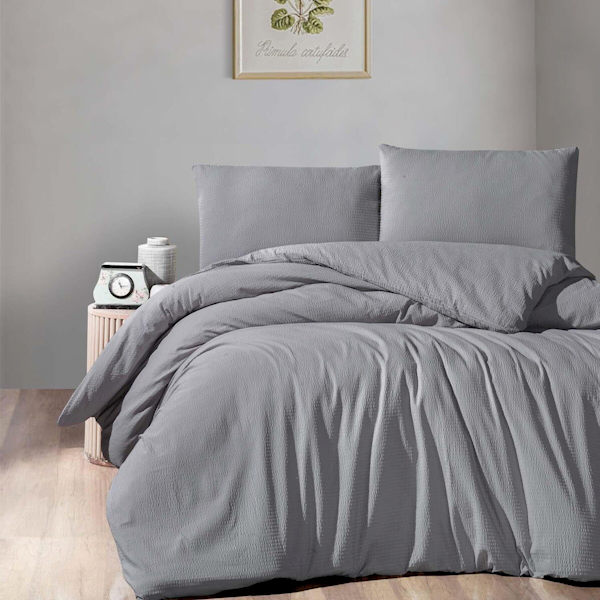 Schafer Soft Gofre Çift Kişilik Nevresim Tkm-Grı