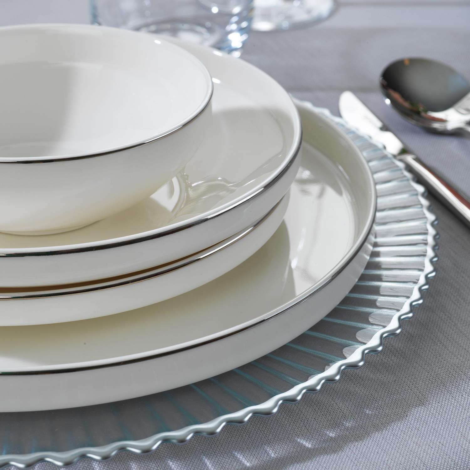 Schafer Adel Platin Yemek Takımı-56 Prç.-platin01 Görseli