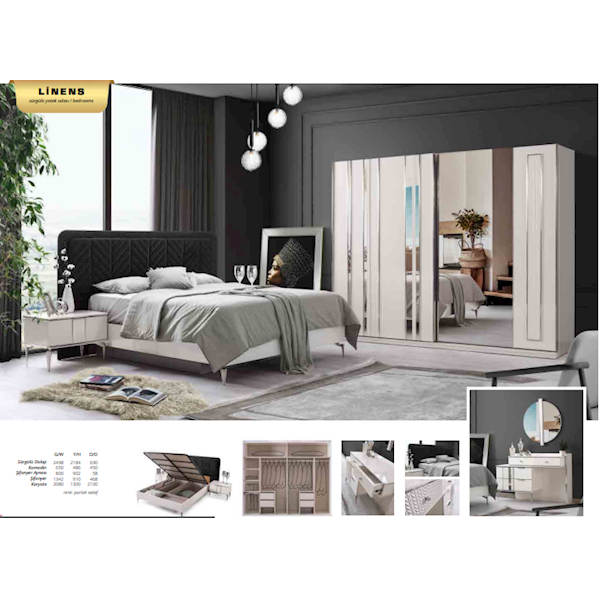 Vize Linens Sedef Sürgülü Yatak Odasi Takımı ( Bazalı ) Vize Linens Sedef Sürgülü Yatak Odasi Takımı ( Bazalı )