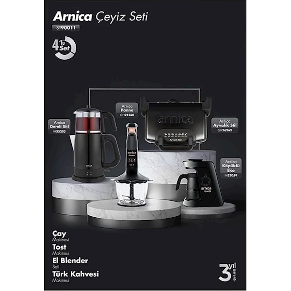 Arnica St90011 Siyah Eko 4'lü Çeyiz Seti
