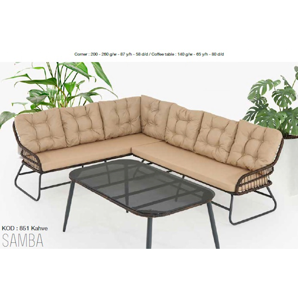 Capri Samba Köşe Koltuk+Sehpa 851 Kahve (200cmX260cm) Capri Samba Köşe Koltuk+Sehpa 851 Kahve (200cmX260cm)