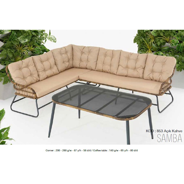 Capri Samba Köşe Koltuk+Sehpa 853 Açık Kahve (200cmX260cm) Capri Samba Köşe Koltuk+Sehpa 853 Açık Kahve (200cmX260cm)