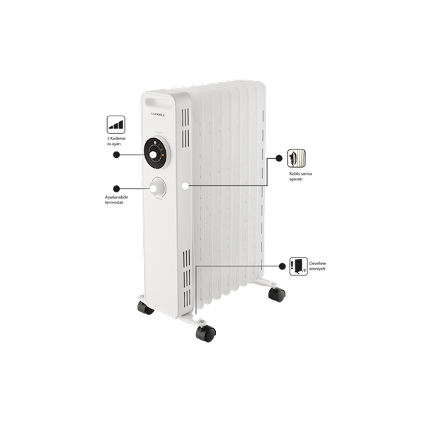 Luxell Lux-1225 Yağlı Radyatör Beyaz 9 Dilim Termostatlı Luxell Lux-1225 Yağlı Radyatör Beyaz 9 Dilim Termostatlı