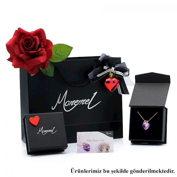 Monemel Swarovski Taşlı Kolye ve Küpe Gümüş Set Monemel Swarovski Taşlı Kolye ve Küpe Gümüş Set