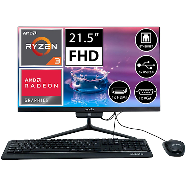 Aidata S22R3 R3200-825600X R3-3200U 8 Gb Ram 256 Ssd Radeon Vega 3 21.5 Aidata S22R3 R3200-825600X R3-3200U 8 Gb Ram 256 Ssd Radeon Vega 3 21.5