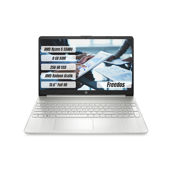 HP 4H0J6EA R5-5500U 8GB Ram 256 SSD 15.6 Freedoss Notebook HP 4H0J6EA R5-5500U 8GB Ram 256 SSD 15.6 Freedoss Notebook