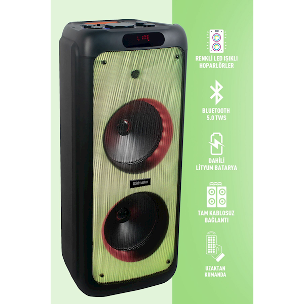 Godlmaster X100 Taşınabilir Işıklı Dj Ses Sistemi Görseli