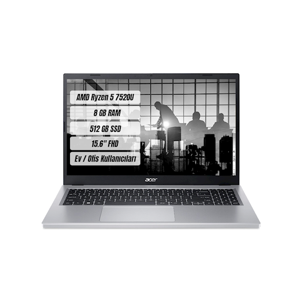 Acer NX.KDEEY.005 R5-7520U 8 Gb Ram 512 SSD 15,6 Acer NX.KDEEY.005 R5-7520U 8 Gb Ram 512 SSD 15,6