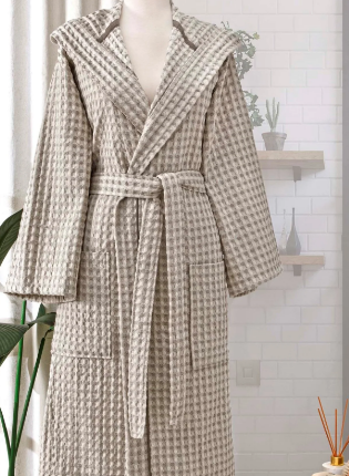 Taç 1500215666 Casual Waffle Pamuk Bornoz Taş L/xl