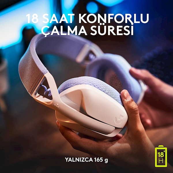 Logitech G435 Lightspeed Kablosuz Mikrofonlu Kulak Üstü Oyuncu Kulaklığı Beyaz Görseli