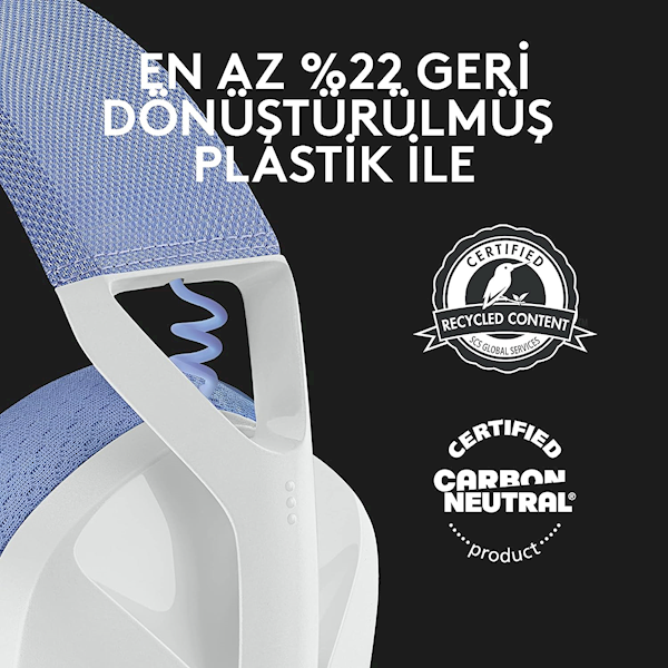 Logitech G435 Lightspeed Kablosuz Mikrofonlu Kulak Üstü Oyuncu Kulaklığı Beyaz Görseli