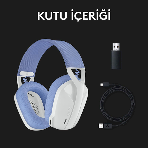 Logitech G435 Lightspeed Kablosuz Mikrofonlu Kulak Üstü Oyuncu Kulaklığı Beyaz Görseli