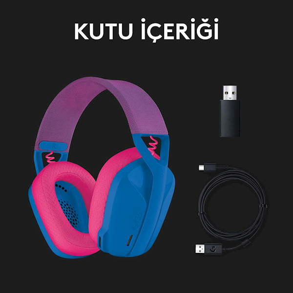 Logitech G435 Lightspeed Kablosuz Mikrofonlu Kulak Üstü Oyuncu Kulaklığı Mavi Görseli