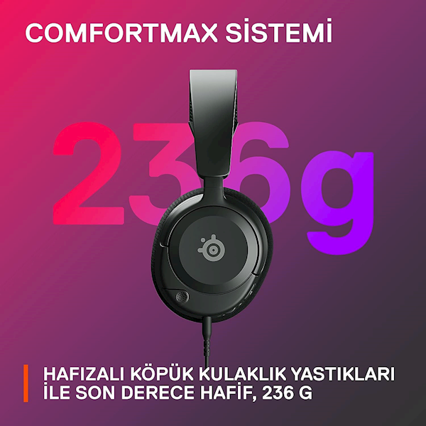 Steelseries Arctis Nova 1 Kablolu Mikrofonlu Kulak Üstü Oyuncu Kulaklığı Siyah Görseli
