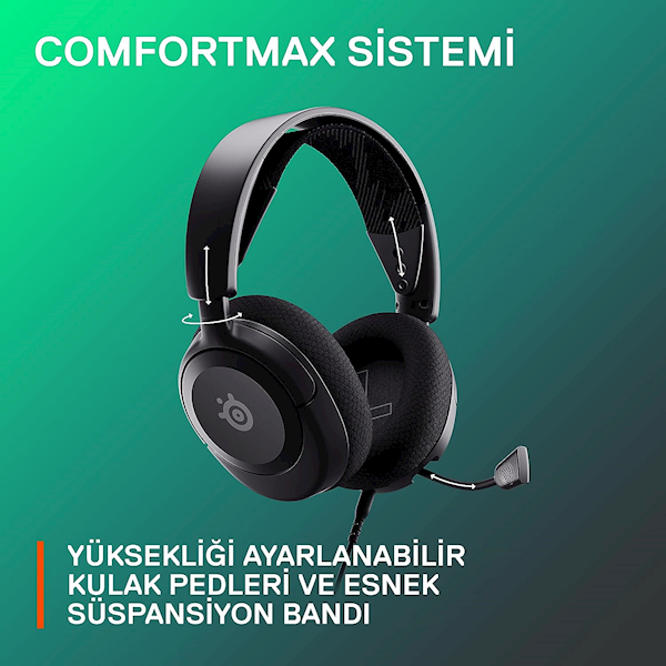 Steelseries Arctis Nova 1 Kablolu Mikrofonlu Kulak Üstü Oyuncu Kulaklığı Siyah Görseli