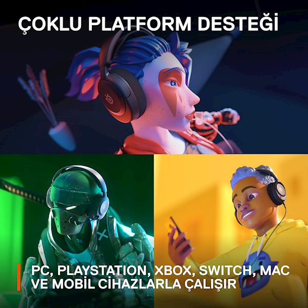 Steelseries Arctis Nova 1 Kablolu Mikrofonlu Kulak Üstü Oyuncu Kulaklığı Siyah Görseli