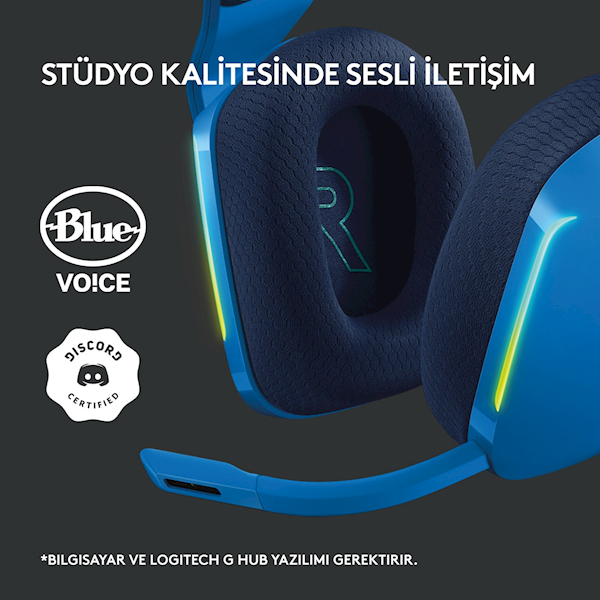 Logitech G733 7.1 981-000943 Kablosuz Mikrofonlu Kulak Üstü Oyuncu Kulaklığı Mavi Görseli