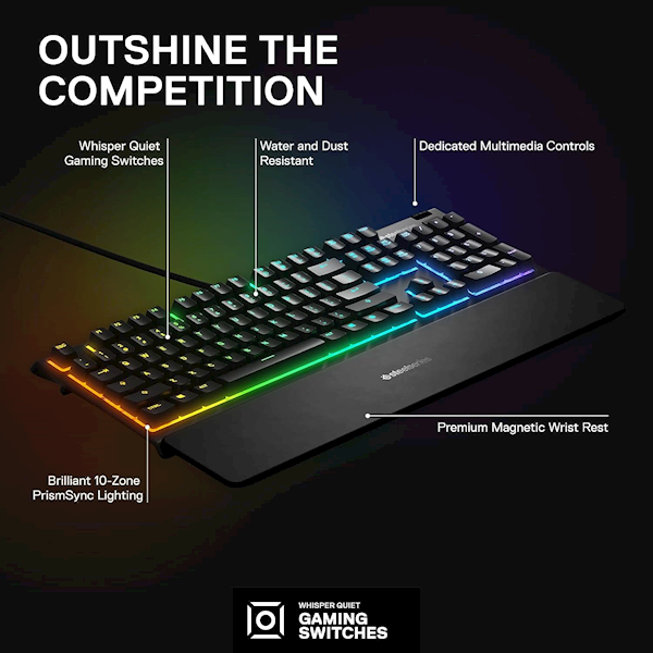 Steelseries Apex 3 Ip32 Rgb Kablolu Oyuncu Klavyesi Görseli