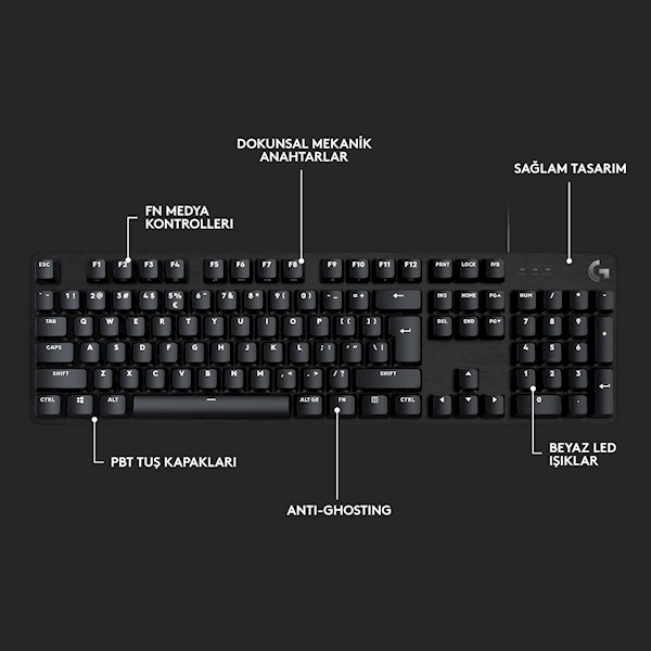 Logitech G413 Se 920-010556 Kablolu Mekanik Oyuncu Klavyesi Görseli
