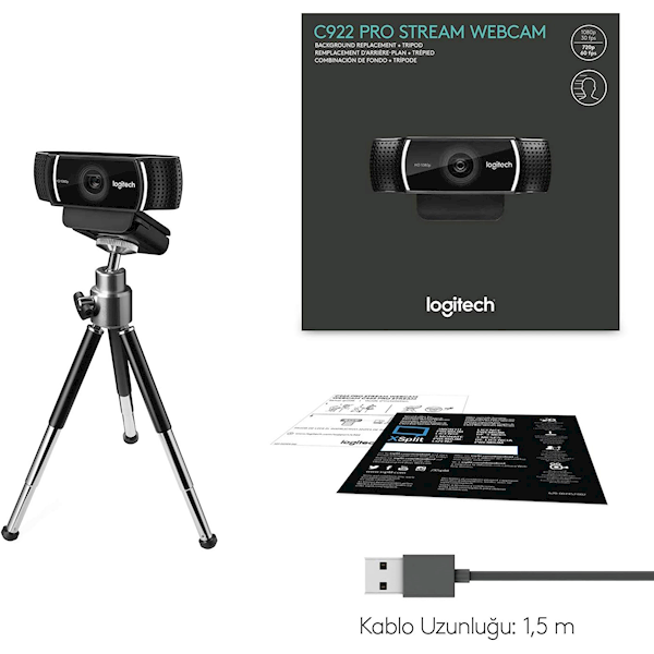 Logitech C922 Pro Stream 960-001088 Mikrofonlu Webcam Görseli