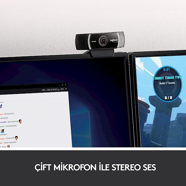 Logitech C922 Pro Stream 960-001088 Mikrofonlu Webcam Görseli