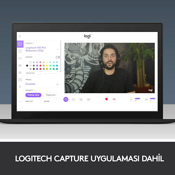 Logitech C922 Pro Stream 960-001088 Mikrofonlu Webcam Görseli