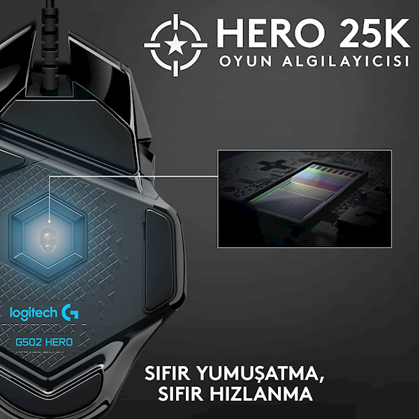 Logitech G502 Hero Rgb Kablolu Optik Oyuncu Mouse Görseli