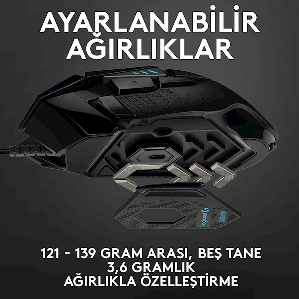 Logitech G502 Hero Rgb Kablolu Optik Oyuncu Mouse Görseli