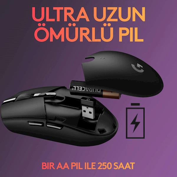 Logitech G305 Lightspeed 910-005283 Wireless Optik Oyuncu Mouse Siyah Görseli
