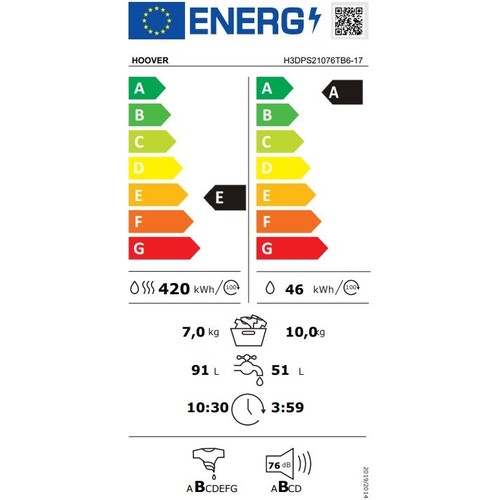 Hoover H3DPS21076TB617 10 Kg Yıkama 7 Kg. Kurutma Makinesi Görseli